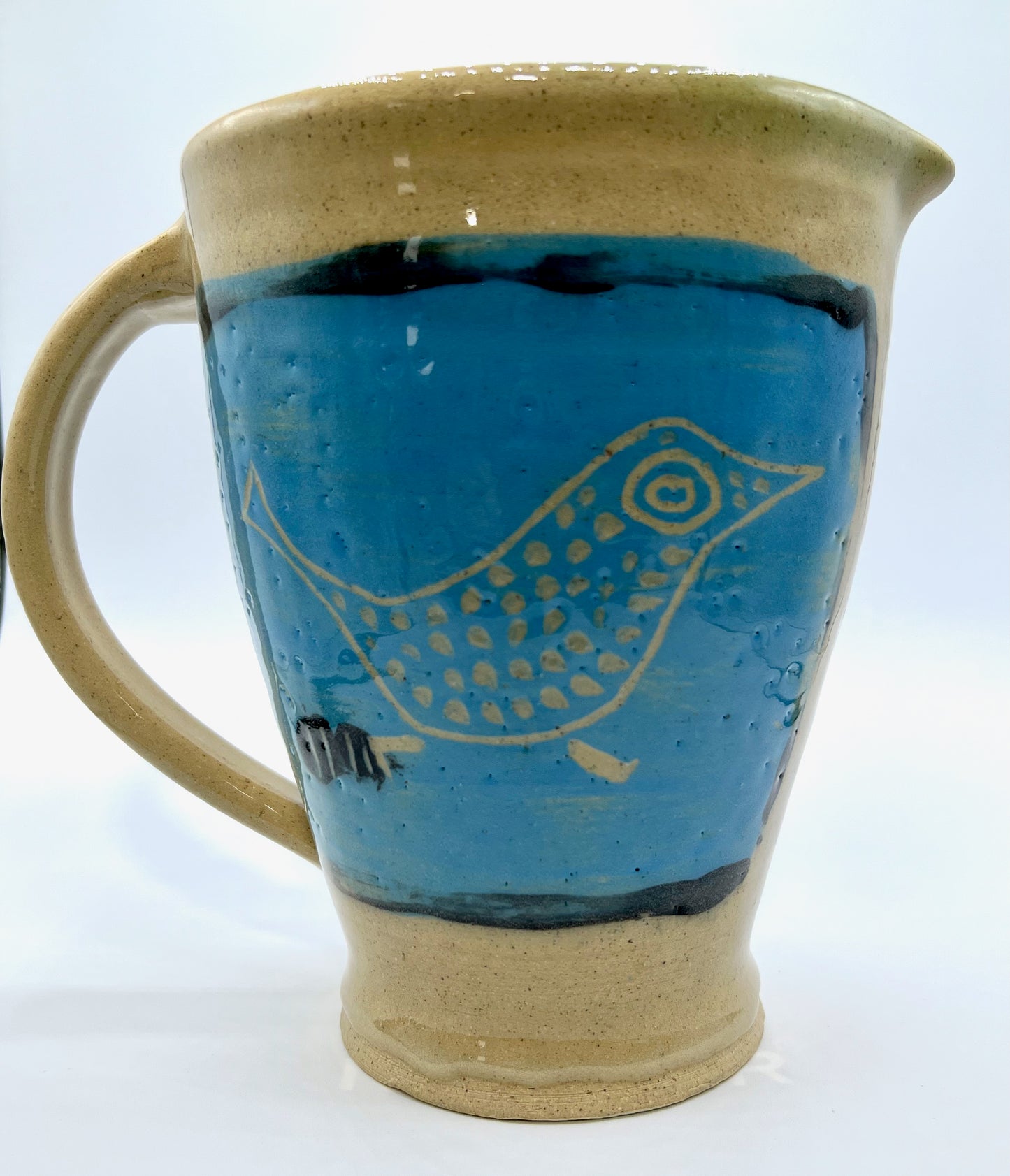 Cream and Blue Bird Pitcher