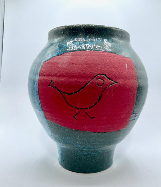 Bowl with Red unglazed Bird