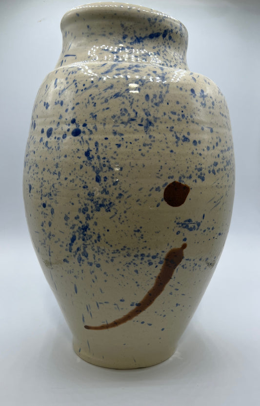 Blue Spalttered Vase with Iron Marking