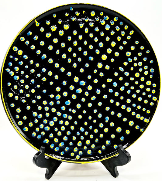 Black Platter with Raised Dots