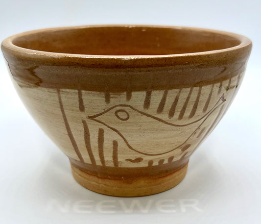 Brown and White Bird Bowl, Local Clay